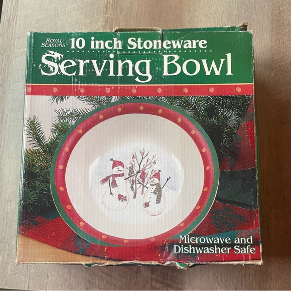 Royal Seasons Stoneware Antique Snowman Serving Dish - Picture 3 of 4